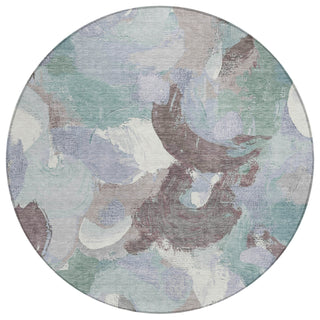 Piper Looms Chantille Abstract ACN1965 Seafoam Machine Washable Area Rug Round Main Image