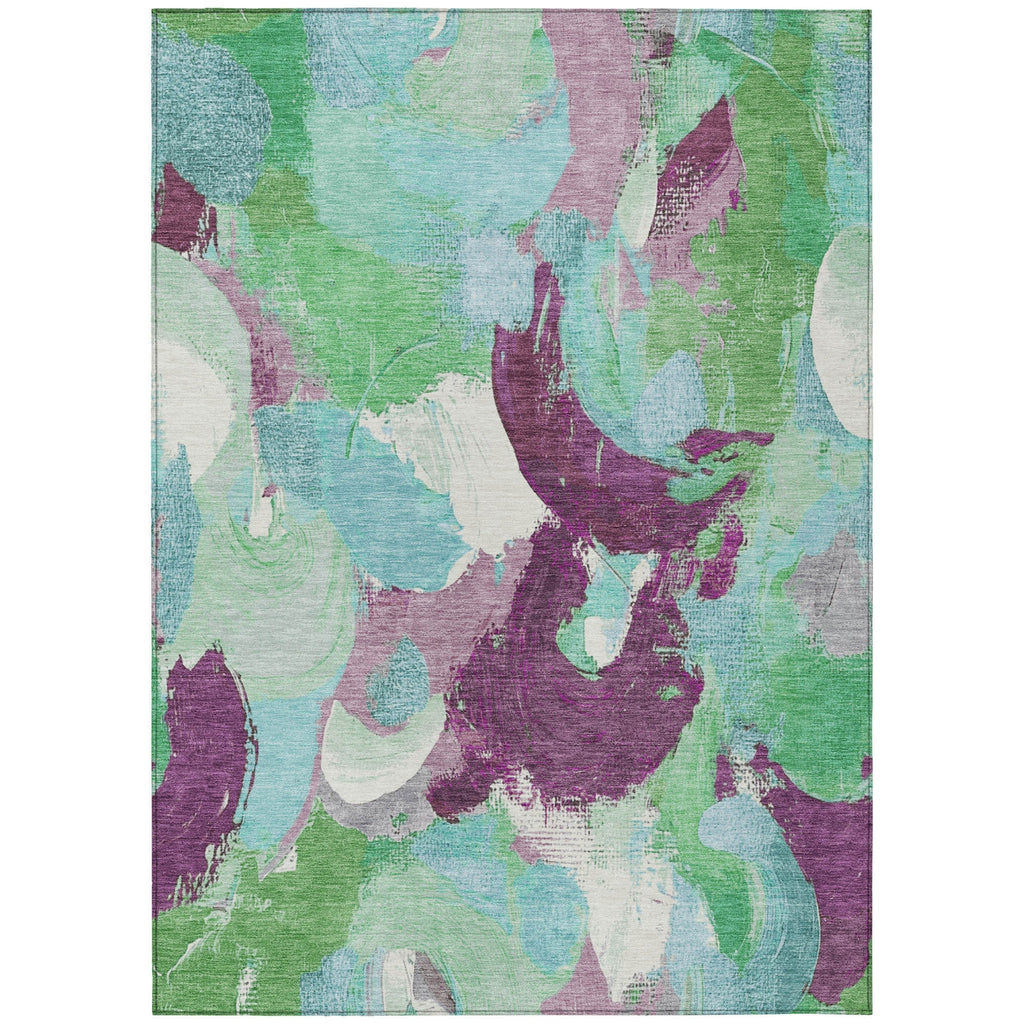 Piper Looms Chantille Abstract ACN1965 Teal Machine Washable Area Rug main image