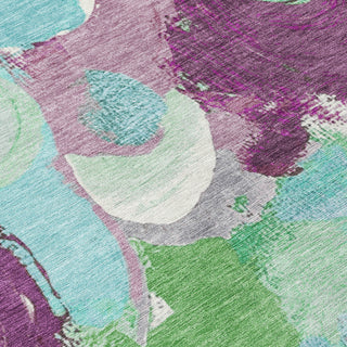 Piper Looms Chantille Abstract ACN1965 Teal Machine Washable Area Rug Swatch Image