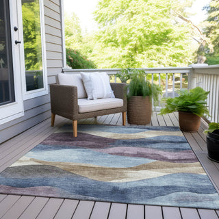 Piper Looms Chantille Waves ACN1966 Denim Machine Washable Area Rug Outdoor Lifestyle Image Feature