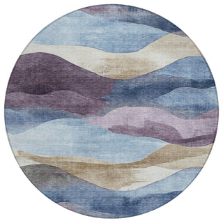 Piper Looms Chantille Waves ACN1966 Denim Machine Washable Area Rug Round Main Image