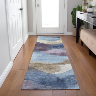 Piper Looms Chantille Waves ACN1966 Denim Machine Washable Area Rug Runner Lifestyle Image Feature