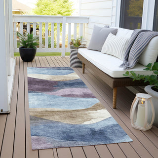 Piper Looms Chantille Waves ACN1966 Denim Machine Washable Area Rug Runner Outdoor Lifestyle Image Feature