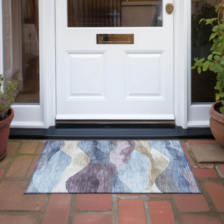 Piper Looms Chantille Waves ACN1966 Denim Machine Washable Area Rug Scatter Outdoor Lifestyle Image Feature