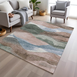 Piper Looms Chantille Waves ACN1966 Salmon Machine Washable Area Rug Lifestyle Image Feature