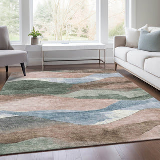 Piper Looms Chantille Waves ACN1966 Salmon Machine Washable Area Rug Lifestyle Image Feature
