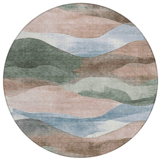 Piper Looms Chantille Waves ACN1966 Salmon Machine Washable Area Rug Round Main Image