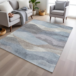 Piper Looms Chantille Waves ACN1966 Sky Machine Washable Area Rug Lifestyle Image Feature