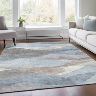 Piper Looms Chantille Waves ACN1966 Sky Machine Washable Area Rug Lifestyle Image Feature