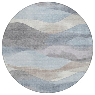 Piper Looms Chantille Waves ACN1966 Sky Machine Washable Area Rug Round Main Image