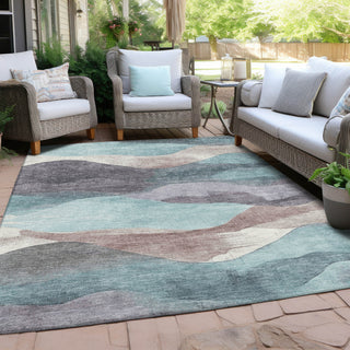 Piper Looms Chantille Waves ACN1966 Teal Machine Washable Area Rug Outdoor Lifestyle Image Feature