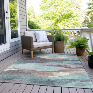 Piper Looms Chantille Waves ACN1966 Teal Machine Washable Area Rug Outdoor Lifestyle Image Feature