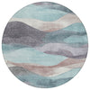 Piper Looms Chantille Waves ACN1966 Teal Machine Washable Area Rug Round Main Image