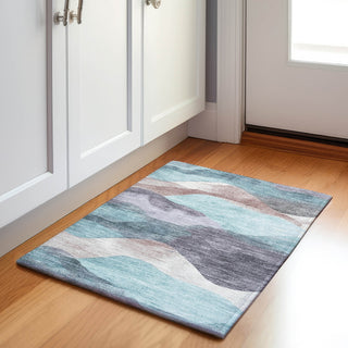 Piper Looms Chantille Waves ACN1966 Teal Machine Washable Area Rug Scatter Lifestyle Image Feature