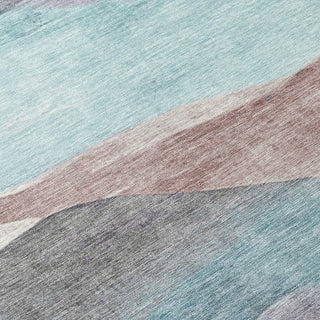 Piper Looms Chantille Waves ACN1966 Teal Machine Washable Area Rug Swatch Image