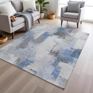 Piper Looms Chantille Abstract ACN1967 Denim Machine Washable Area Rug Lifestyle Image Feature