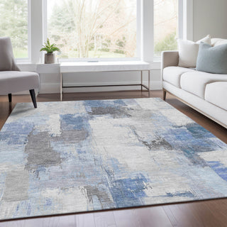 Piper Looms Chantille Abstract ACN1967 Denim Machine Washable Area Rug Lifestyle Image Feature