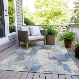 Piper Looms Chantille Abstract ACN1967 Denim Machine Washable Area Rug Outdoor Lifestyle Image Feature
