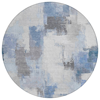 Piper Looms Chantille Abstract ACN1967 Denim Machine Washable Area Rug Round Main Image