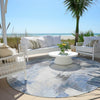 Piper Looms Chantille Abstract ACN1967 Denim Machine Washable Area Rug Round Outdoor Lifestyle Image Feature