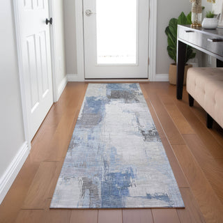 Piper Looms Chantille Abstract ACN1967 Denim Machine Washable Area Rug Runner Lifestyle Image Feature