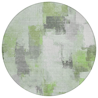 Piper Looms Chantille Abstract ACN1967 Green Machine Washable Area Rug Round Main Image