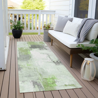 Piper Looms Chantille Abstract ACN1967 Green Machine Washable Area Rug Runner Outdoor Lifestyle Image Feature