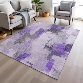 Piper Looms Chantille Abstract ACN1967 Lavender Machine Washable Area Rug Lifestyle Image Feature