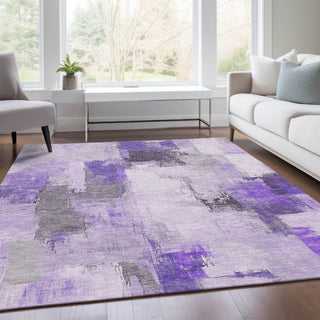 Piper Looms Chantille Abstract ACN1967 Lavender Machine Washable Area Rug Lifestyle Image Feature