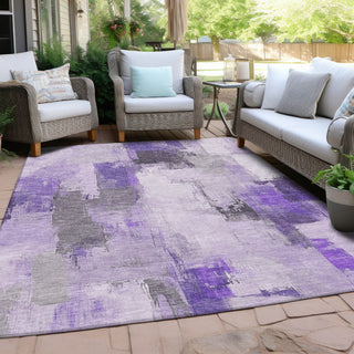 Piper Looms Chantille Abstract ACN1967 Lavender Machine Washable Area Rug Outdoor Lifestyle Image Feature