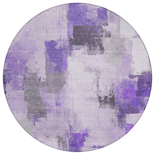 Piper Looms Chantille Abstract ACN1967 Lavender Machine Washable Area Rug Round Main Image