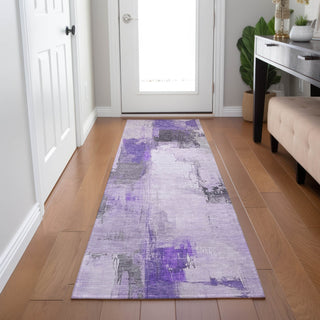 Piper Looms Chantille Abstract ACN1967 Lavender Machine Washable Area Rug Runner Lifestyle Image Feature