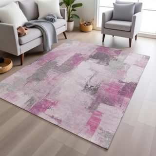 Piper Looms Chantille Abstract ACN1967 Pink Machine Washable Area Rug Lifestyle Image Feature