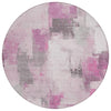 Piper Looms Chantille Abstract ACN1967 Pink Machine Washable Area Rug Round Main Image