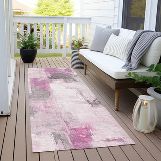 Piper Looms Chantille Abstract ACN1967 Pink Machine Washable Area Rug Runner Outdoor Lifestyle Image Feature