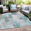 Piper Looms Chantille Abstract ACN1967 Teal Machine Washable Area Rug Outdoor Lifestyle Image Feature