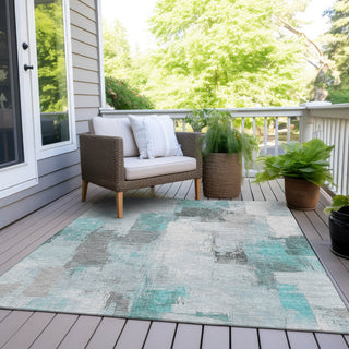 Piper Looms Chantille Abstract ACN1967 Teal Machine Washable Area Rug Outdoor Lifestyle Image Feature