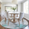 Piper Looms Chantille Abstract ACN1967 Teal Machine Washable Area Rug Round Lifestyle Image Feature