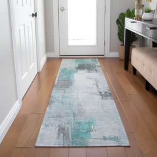 Piper Looms Chantille Abstract ACN1967 Teal Machine Washable Area Rug Runner Lifestyle Image Feature