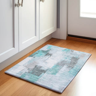 Piper Looms Chantille Abstract ACN1967 Teal Machine Washable Area Rug Scatter Lifestyle Image Feature