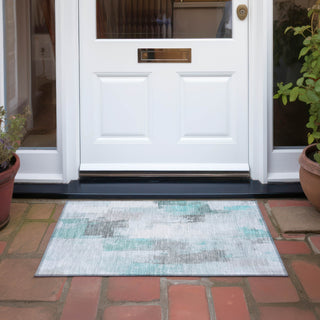 Piper Looms Chantille Abstract ACN1967 Teal Machine Washable Area Rug Scatter Outdoor Lifestyle Image Feature