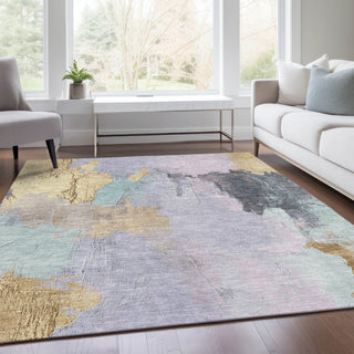 Piper Looms Chantille Abstract ACN1968 Lavender Machine Washable Area Rug Lifestyle Image Feature