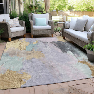 Piper Looms Chantille Abstract ACN1968 Lavender Machine Washable Area Rug Outdoor Lifestyle Image Feature