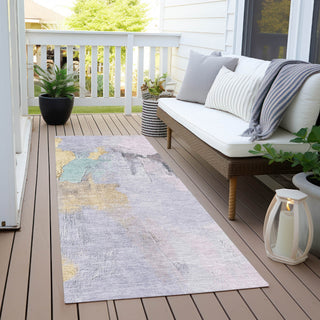 Piper Looms Chantille Abstract ACN1968 Lavender Machine Washable Area Rug Runner Outdoor Lifestyle Image Feature