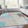 Piper Looms Chantille Abstract ACN1968 Teal Machine Washable Area Rug Lifestyle Image Feature
