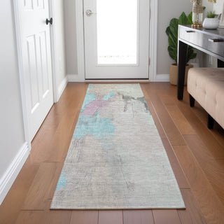 Piper Looms Chantille Abstract ACN1968 Teal Machine Washable Area Rug Runner Lifestyle Image Feature