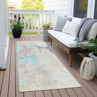 Piper Looms Chantille Abstract ACN1968 Teal Machine Washable Area Rug Runner Outdoor Lifestyle Image Feature