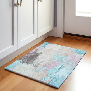 Piper Looms Chantille Abstract ACN1968 Teal Machine Washable Area Rug Scatter Lifestyle Image Feature
