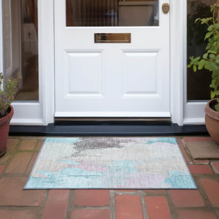 Piper Looms Chantille Abstract ACN1968 Teal Machine Washable Area Rug Scatter Outdoor Lifestyle Image Feature