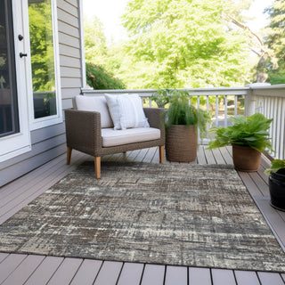 Piper Looms Chantille Geometric ACN1969 Brown Machine Washable Area Rug Outdoor Lifestyle Image Feature